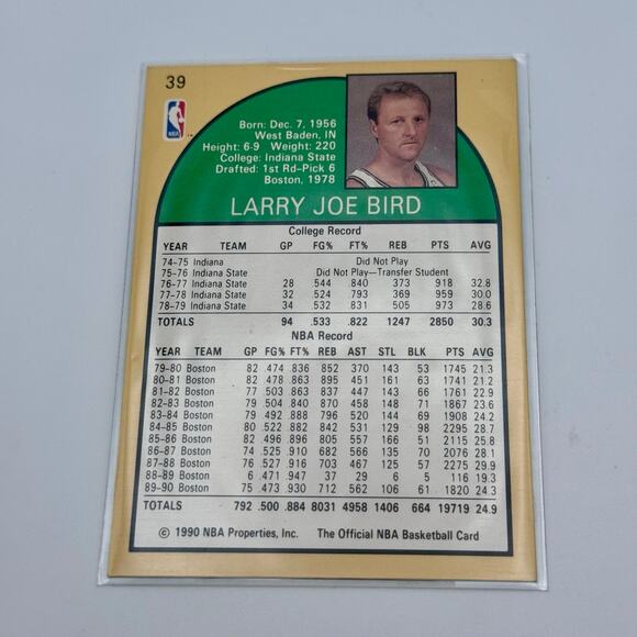Larry Bird 1990 NBA Hoops #39 Boston Celtics Lot - Picture 5 of 5